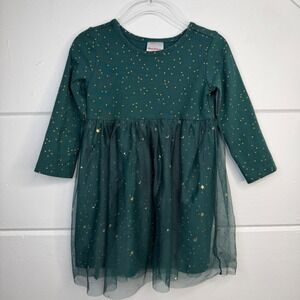 Hanna Andersson Baby Tulle Dress 85 2T Green Gold Whimsy
